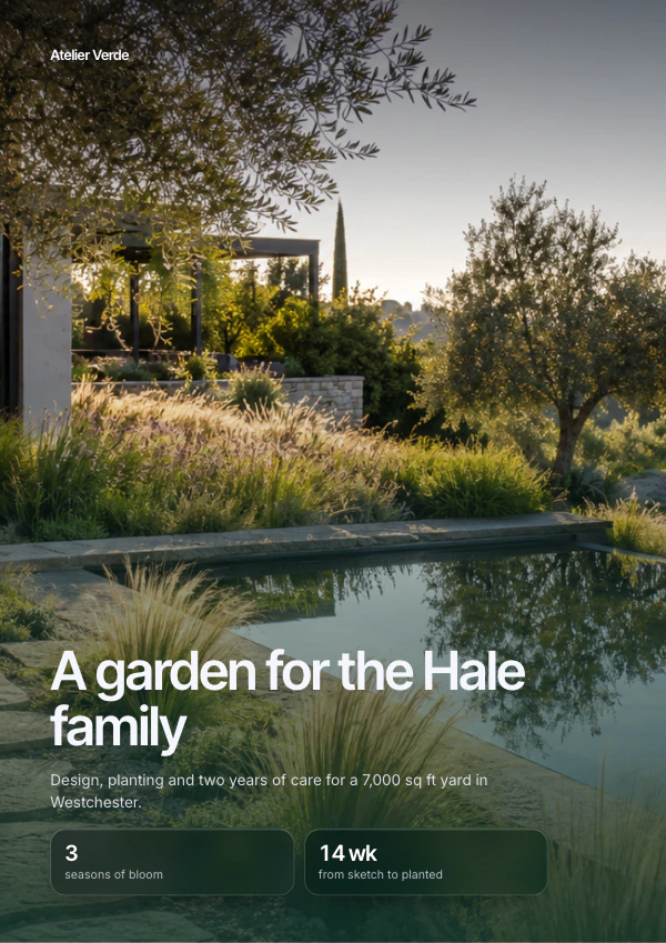 A4 proposal cover with a garden photo