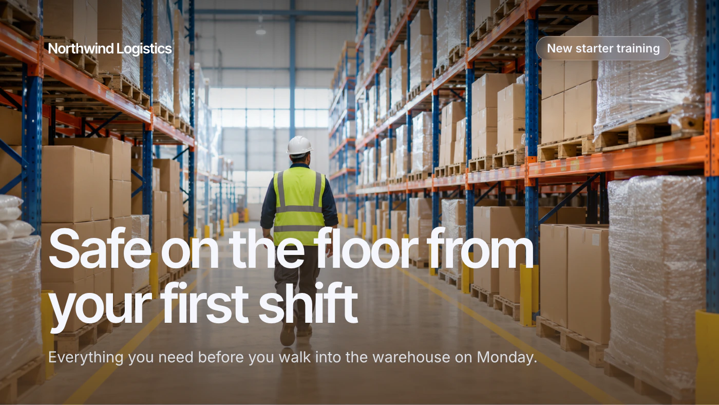 Training deck cover: a warehouse aisle